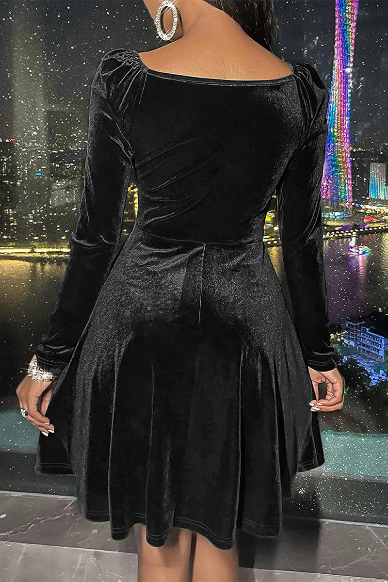 hulianfu Celebrities Elegant Solid Solid Color V Neck A Line Dresses - Deanwangkt