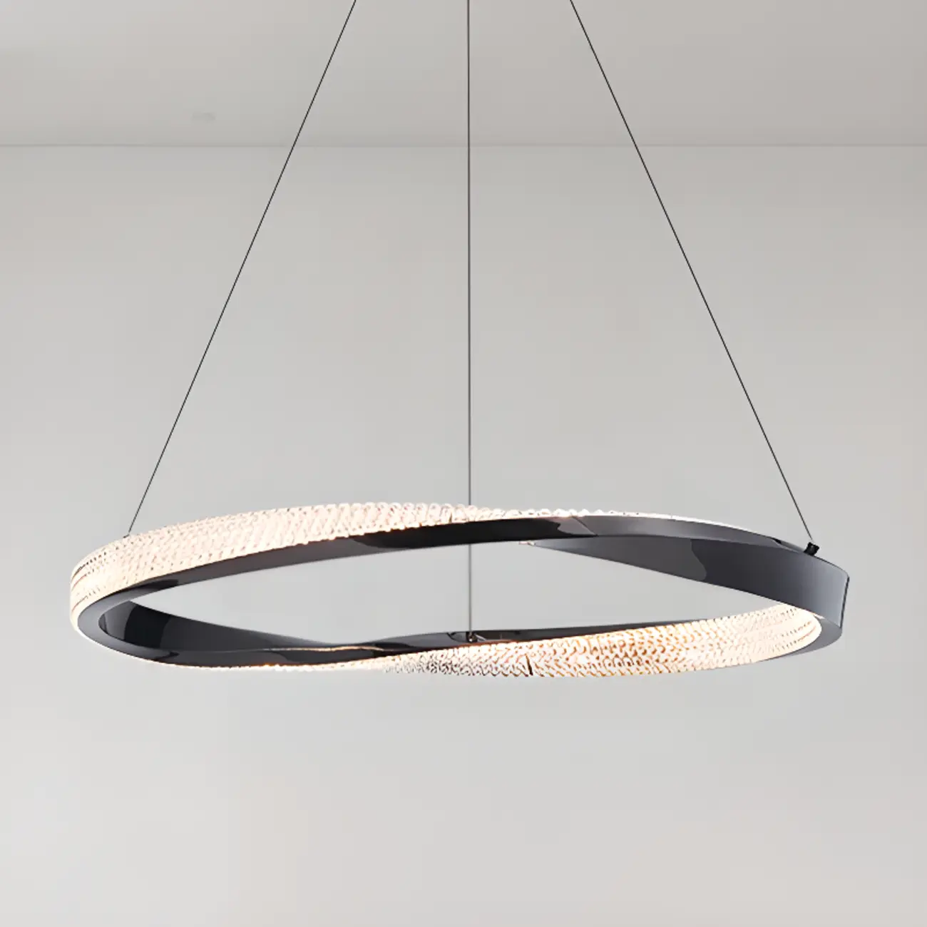 Modern LED Stylish Metal Black Circle Ring Chandelier