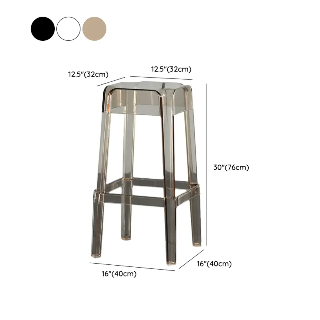 Modern Acrylic Four Legs Square Counter Bar Stool