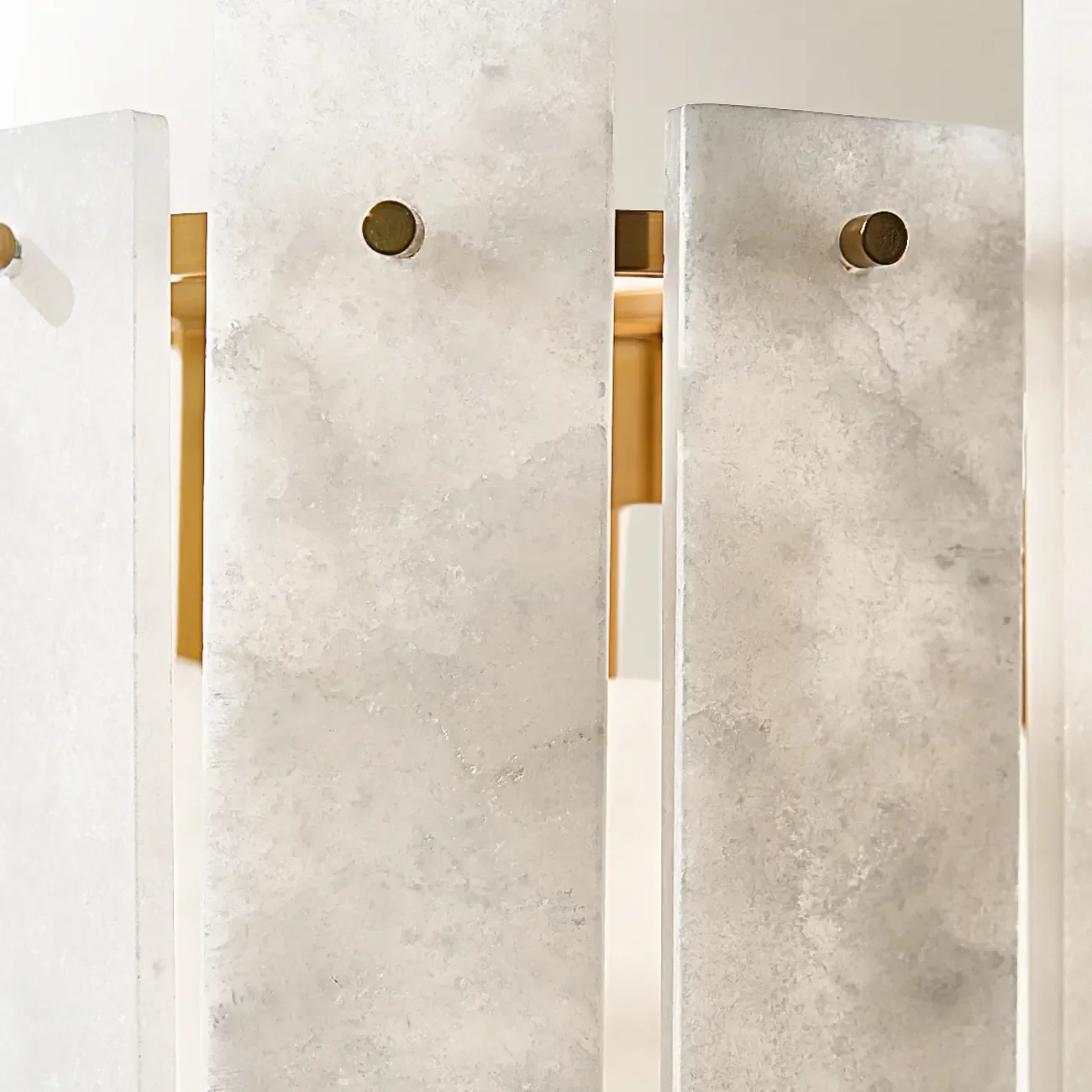 Natural Alabaster Chandelier with Gold Frame