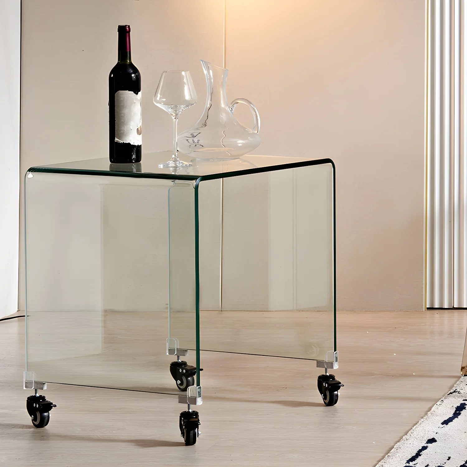 Stylish Clear Glass Nightstand with Open Shelf