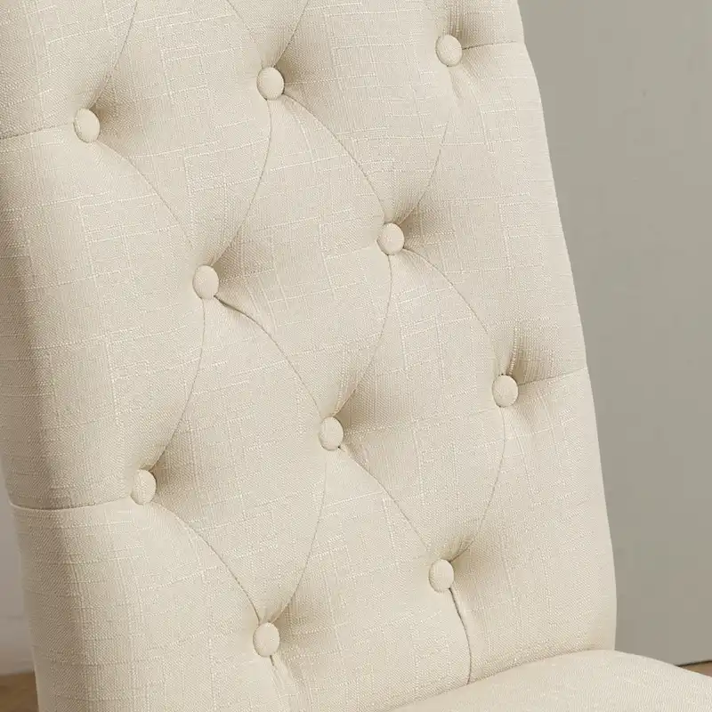 Roundhill Furniture Banff 5-Piece Round Dining Set, Cross-Buck Round Table with 4 Tufted Chairs