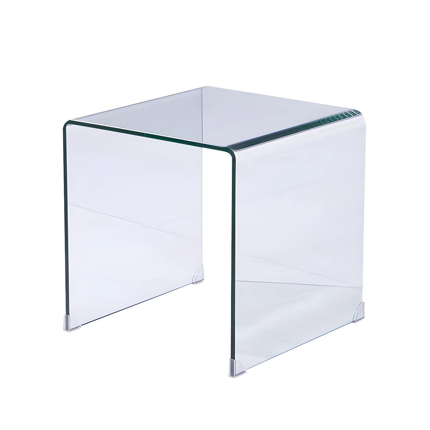 Stylish Clear Glass Nightstand with Open Shelf