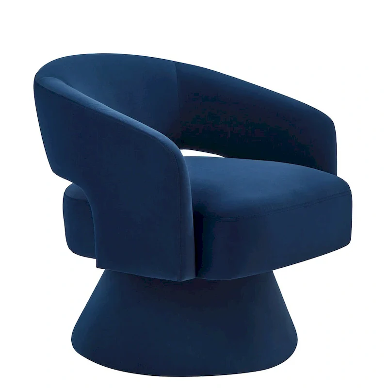 Upholstered Velvet Swivel Accent Chairs with Open Backrest