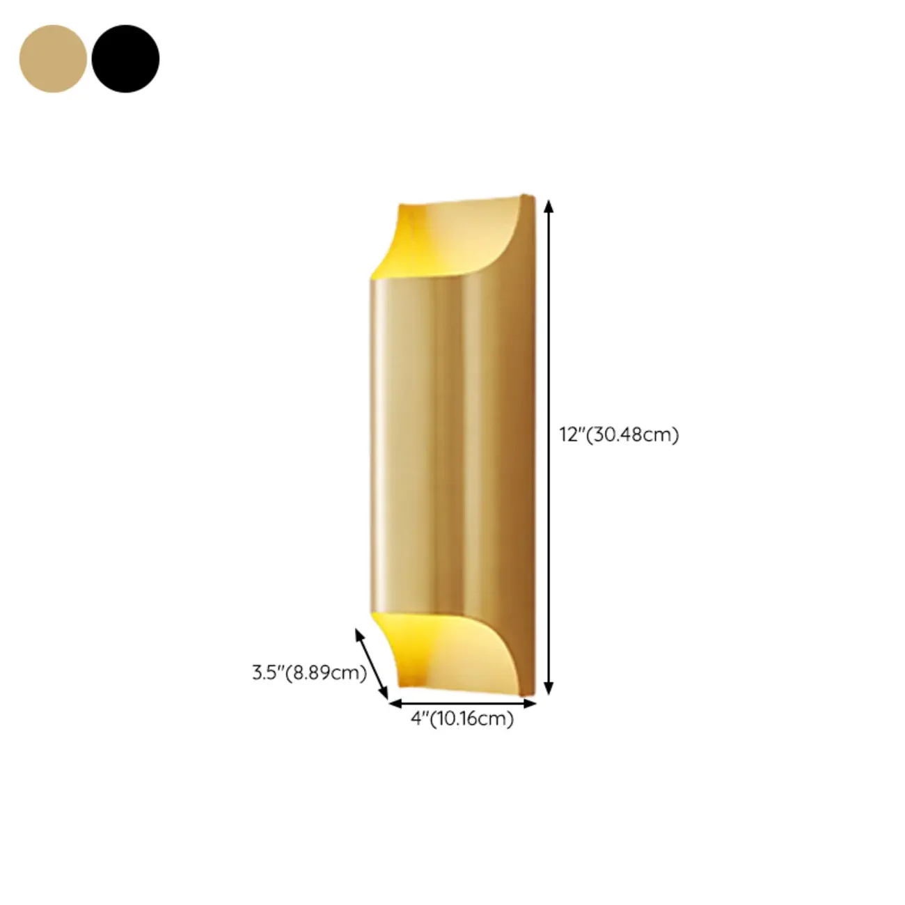 2-Light Copper LED Wall Lamp in Gold/Black Finish