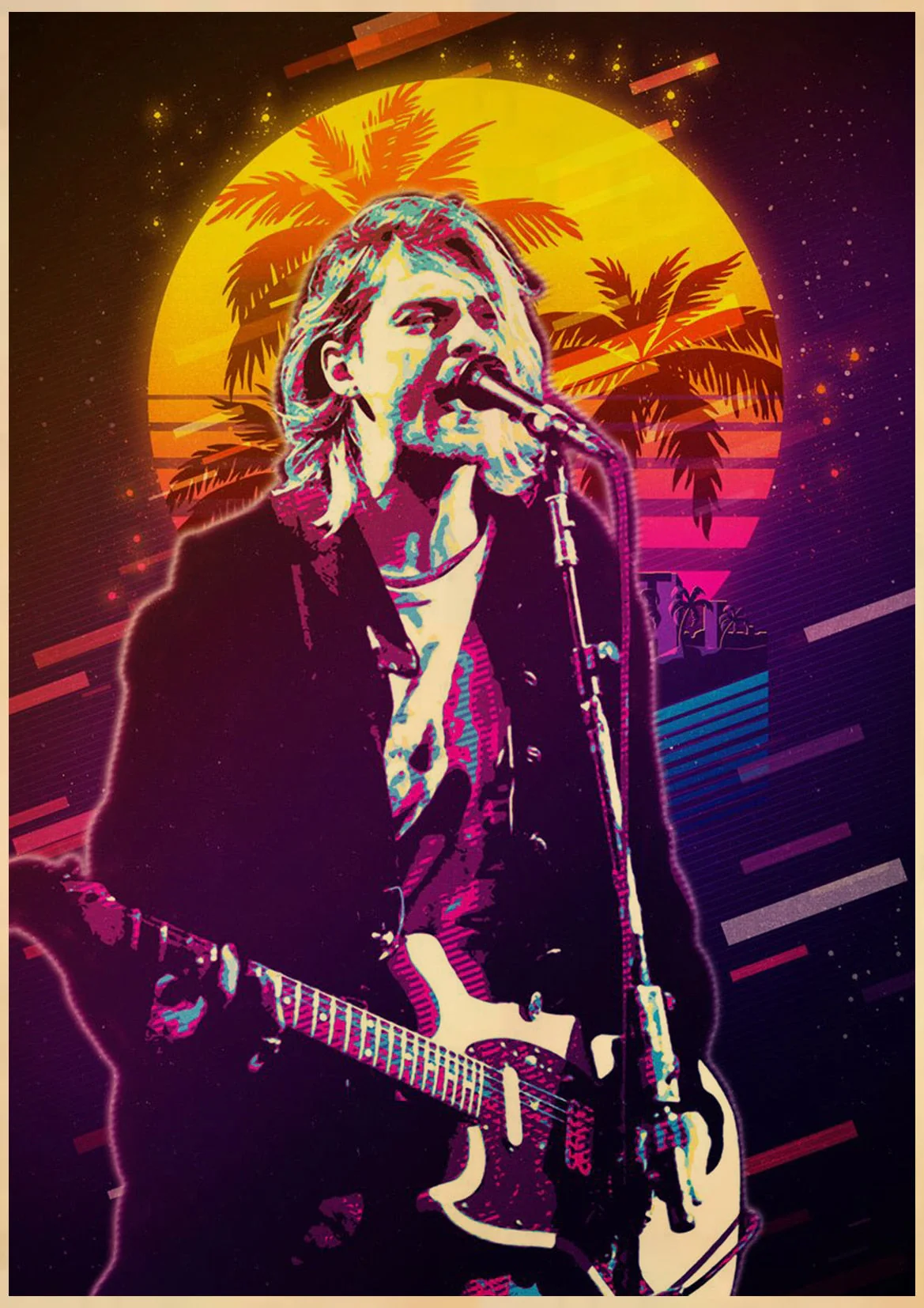 HULIANFU Singer Kurt Cobain Posters Rock and Roll Music Retro Kraft Paper Sticker DIY Vintage Room Bar Cafe Decor Gift Art Wall Paintings - Deanwangkt