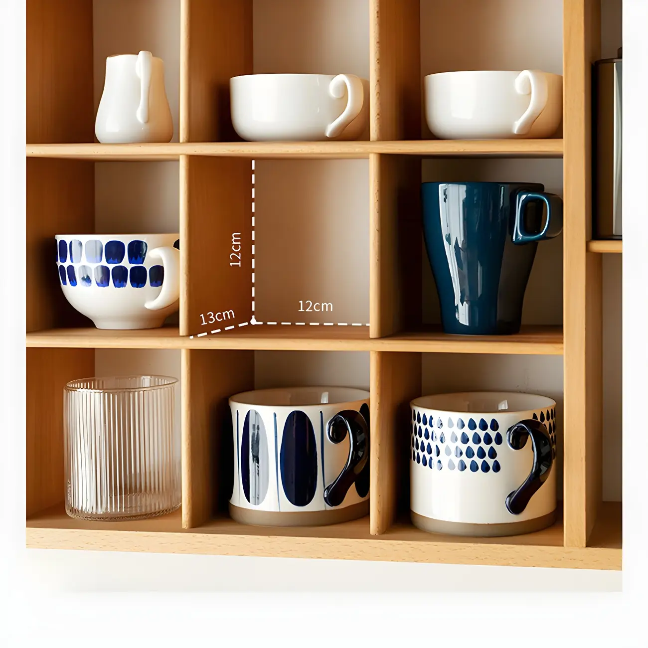 Rectangular Wood Wall-Mounted Open China Cabinet