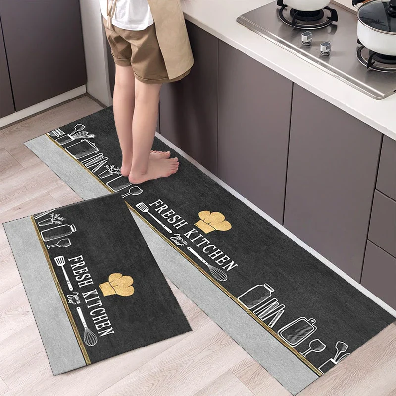 HULIANFU New Hot Sale Kitchen Floor Mat Tableware Pattern Entrance Doormat Bathroom Door Floormat Parlor Anti-slip Antifouling Long Rugs - Deanwangkt