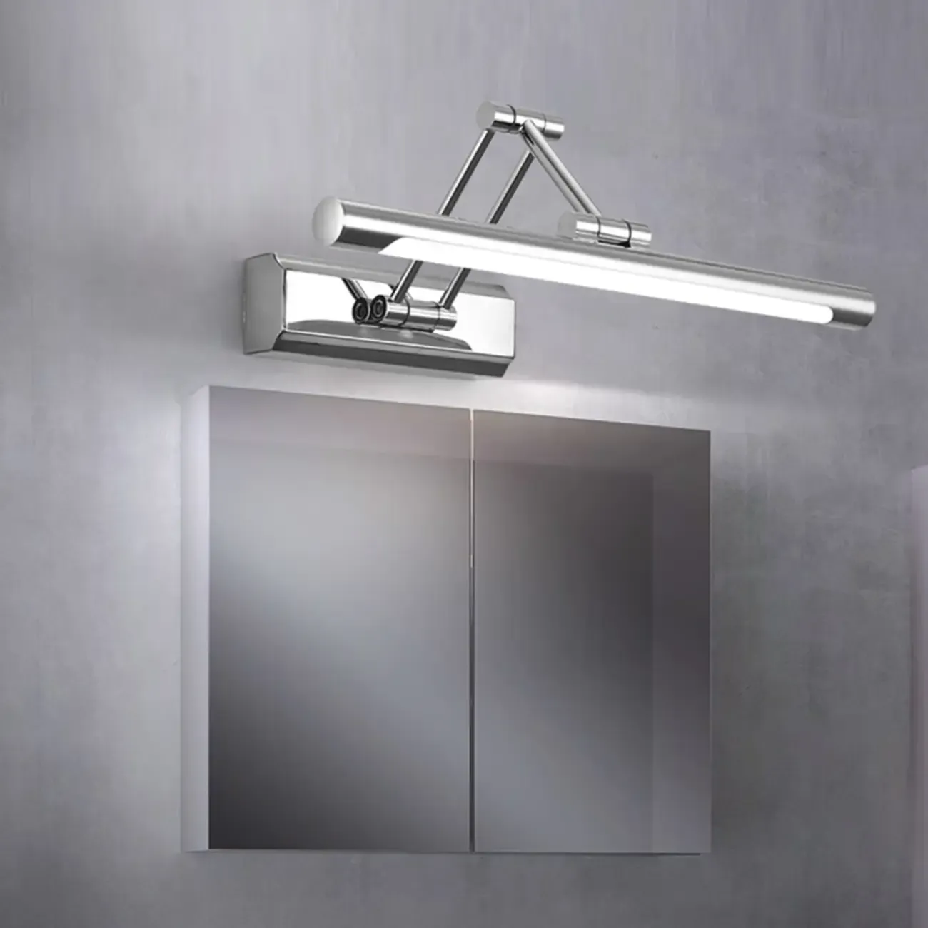 Modern Silver Stretchable Bathroom Vanity Light White Light LED