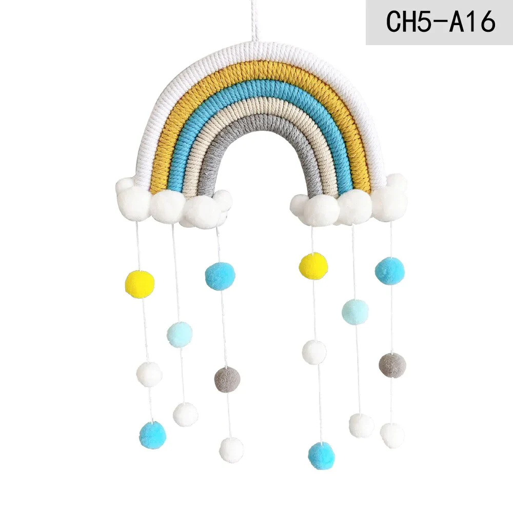 HULIANFU Nordic Cloud Rainbow Raindrop Wall Hangings Decoration For Kid Girls Bedroom Hanging Pendant Baby Bed Tent Hanging Toy Pendant - Deanwangkt