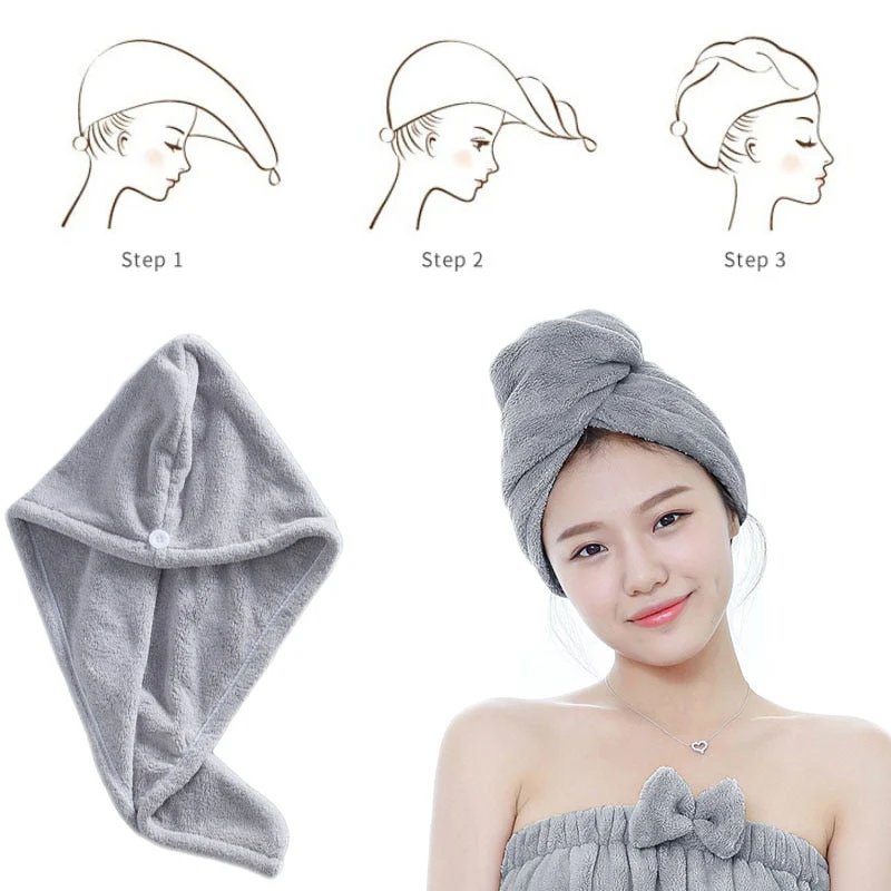 HULIANFU Magic Microfiberrapid drying hair towel towels bathroom Bath Wrap Hat Quick Cap Turban Dry toallas - Deanwangkt