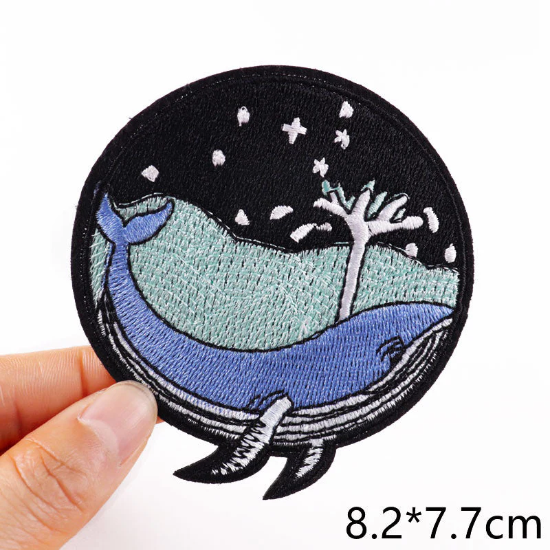 HULIANFU Van Gogh Embroidered Patches on Clothes DIY Cartoon Wave Applique Clothing Thermoadhesive Patches for Clothing DIY - Deanwangkt
