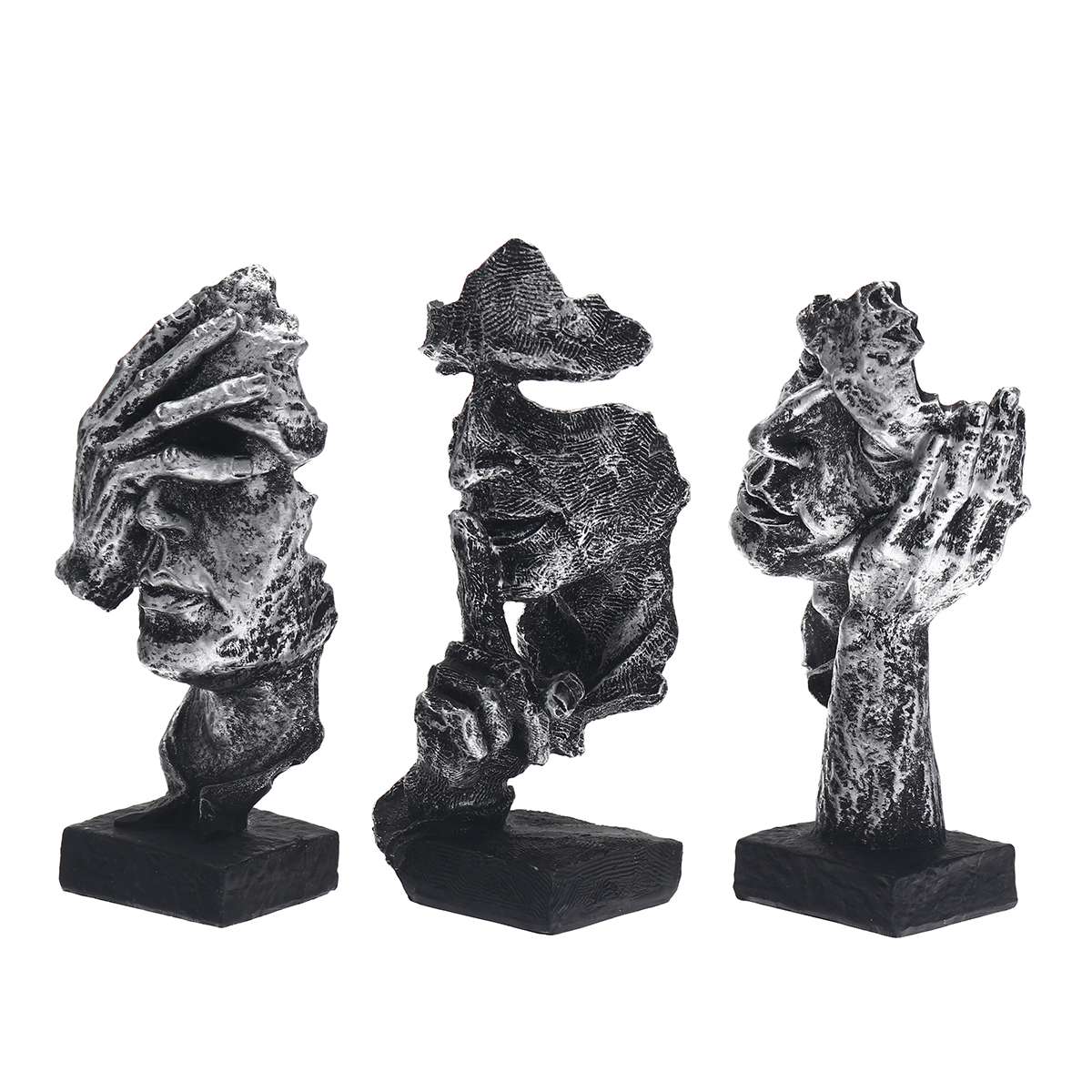 HULIANFU Nordic Simple Abstract Sculpture Figurine Ornaments Silence Is Gold Office Home Decoration Accessories Modern Art Resin Decor - Deanwangkt