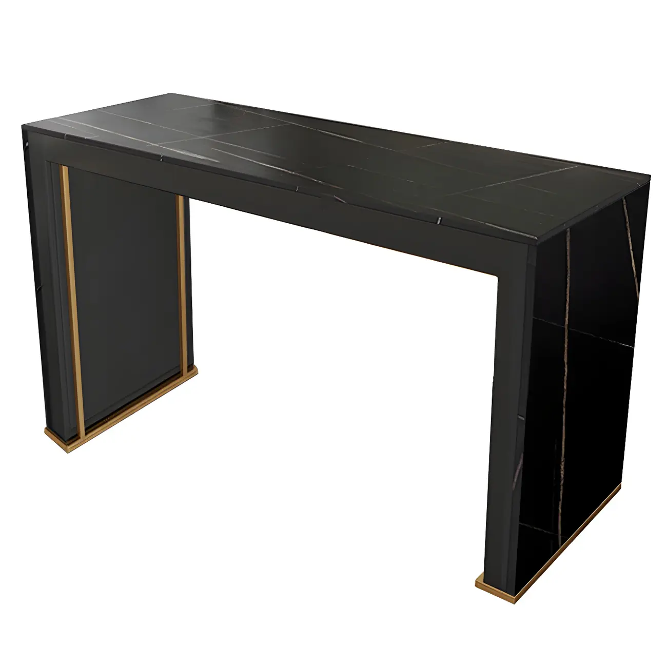 Modern White Stone Top Wood Dual-Pedestal Bar Tables