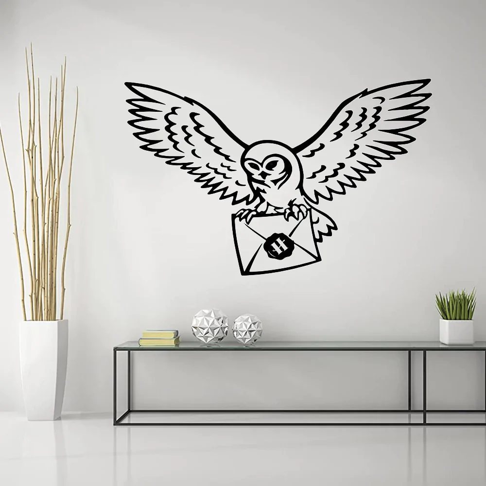 HULIANFU Owl Potter Bird Envelope Wall Sticker Potter Harr Anime Movie Inspiral Quote Wall Decal Bedroom Kids Room Vinyl Decor - Deanwangkt