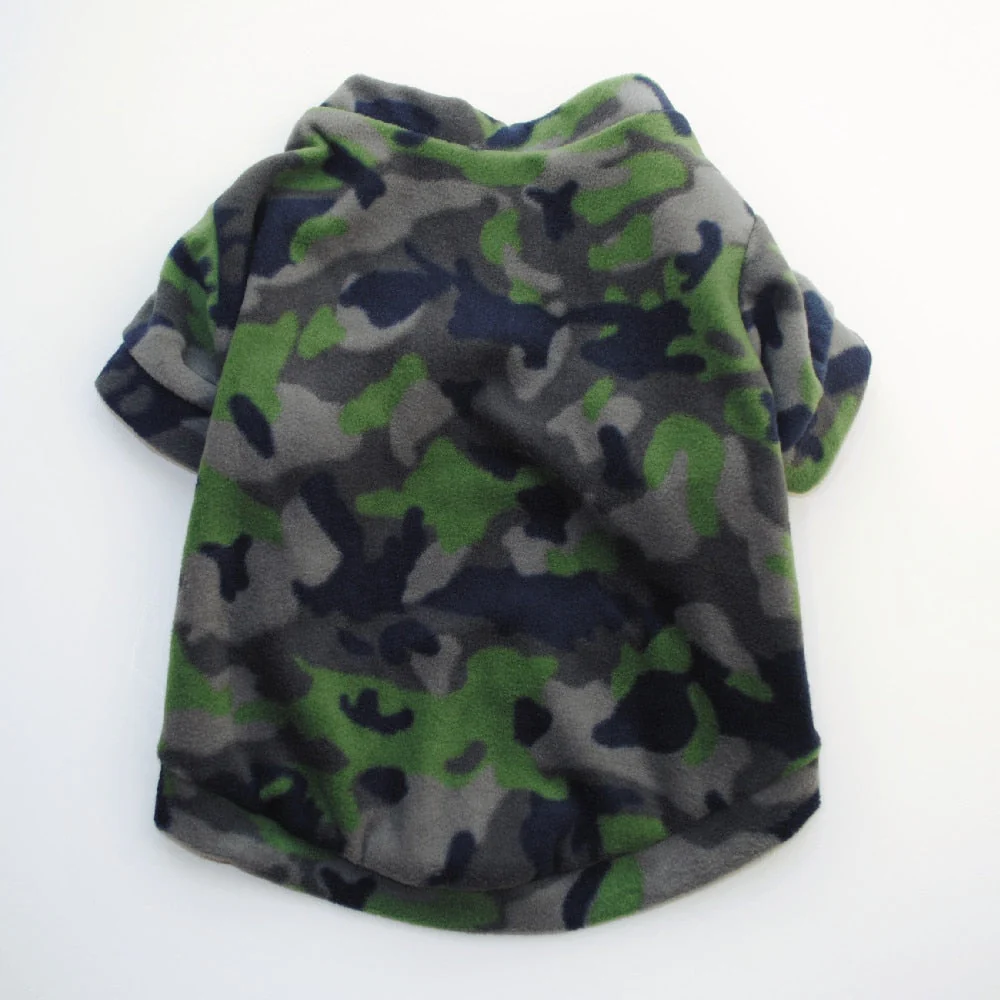 HULIANFU Warm Fleece Pet Dog Clothes Cute Skull Printed Pet Coat Puppy Dogs Shirt Jacket French Bulldog Pullover Camouflage Dog Clothing - Deanwangkt