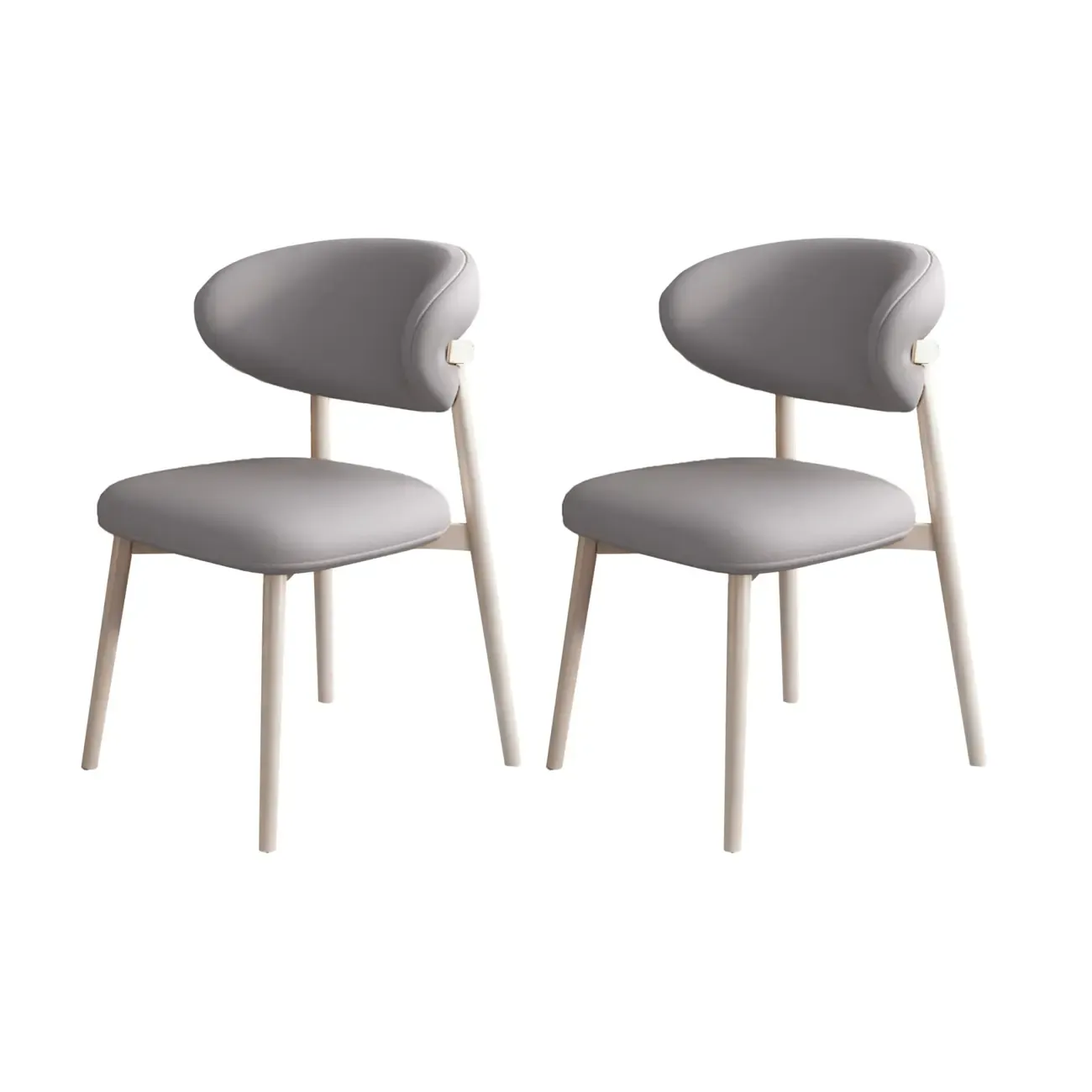 Modern Leather Wood Dining Chair Set of 2