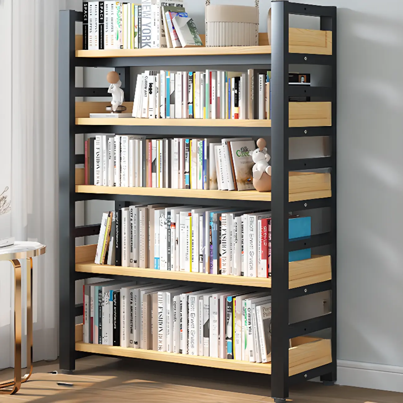 Modish Multi-Layer Open Back Wooden Tall Bookshelves