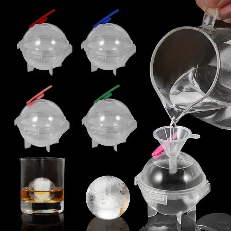 HULIANFU Round 4 Cavity Ice Mould Ice Ball Maker DIY Ice Cream Mold Plastic Whiskey Ice Cube Tray Bar Accessories Tool форма для льда - Deanwangkt