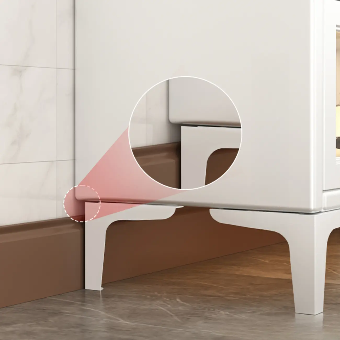 Chalk Vertical Bookshelves with 3 Cabinets, 3-Shelf Alloy Frame and Closed Back