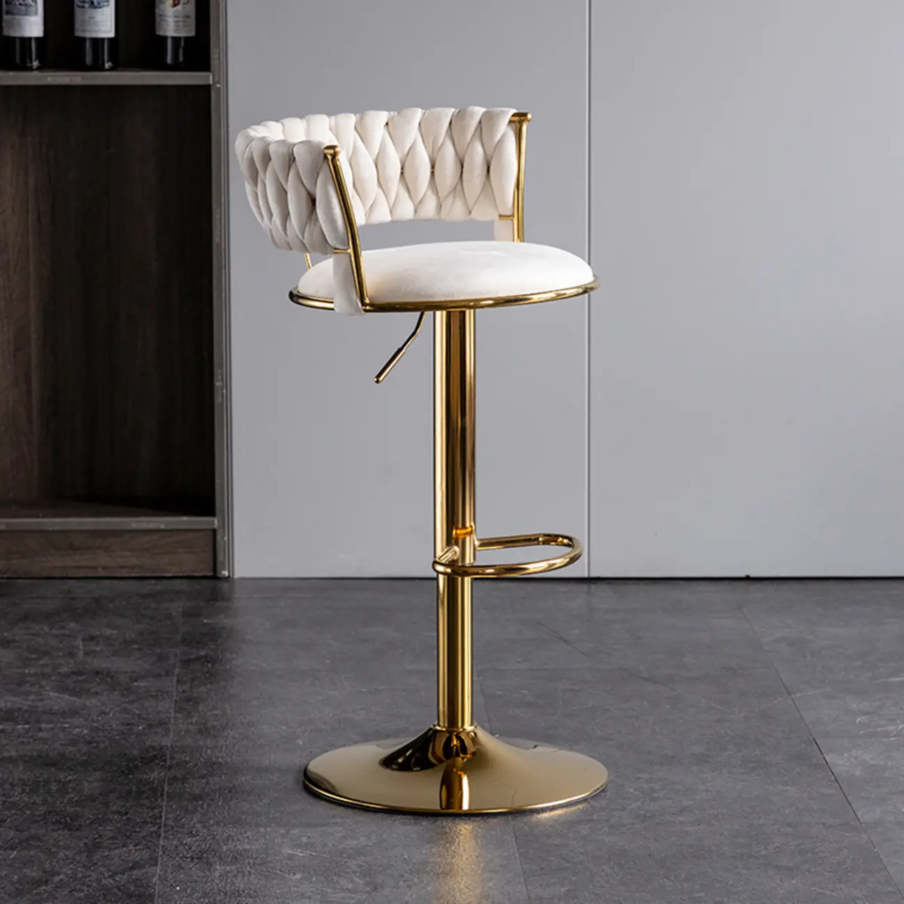 Modern Velvet Swivel Adjustable Bar Stools
