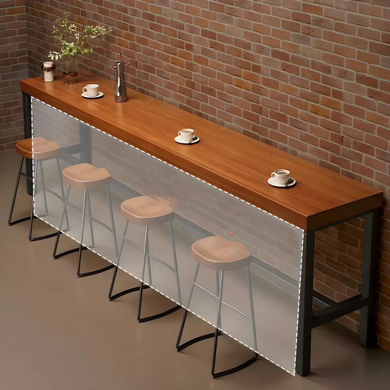 Brown Rectangular Wood Long Dining Bar Table