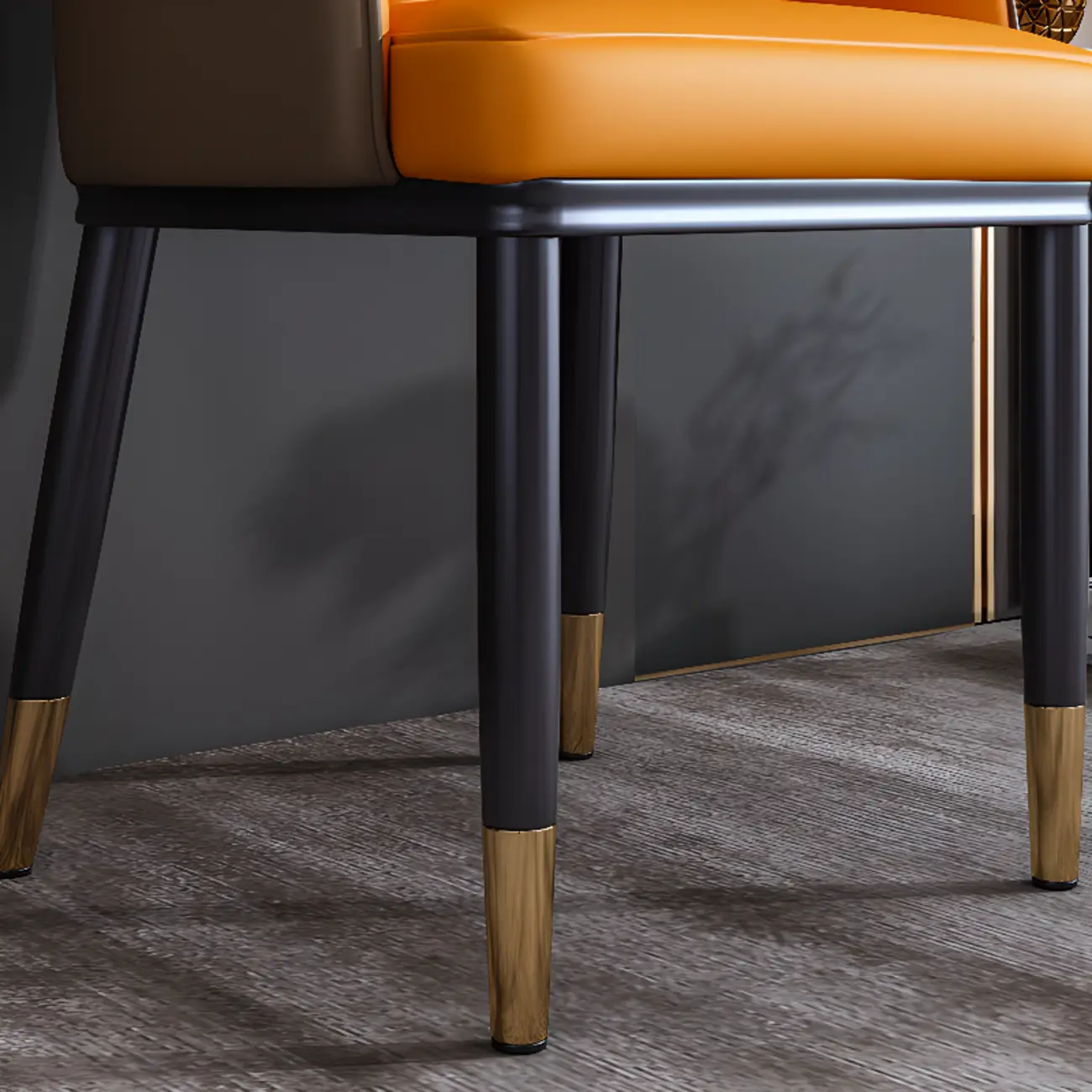 Glam Faux Leather Curved Back Armrest Dining Chair