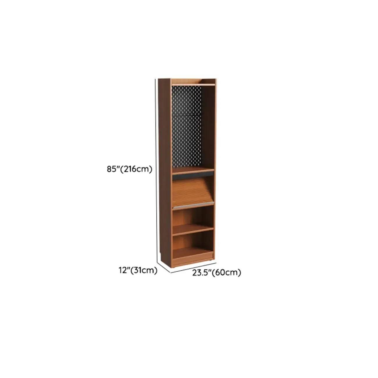 Tall Scandinavian Vertical Walnut Closed Back Wood Bookcase