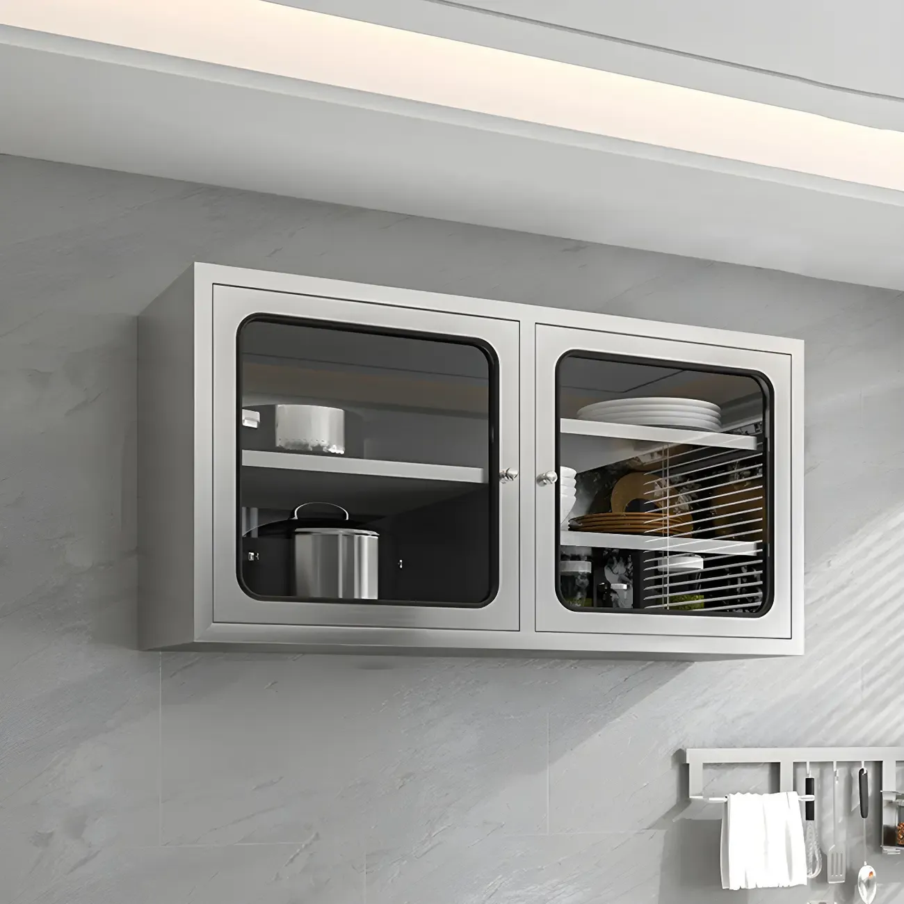 Adjustable Stainless Steel Wall-Mounted China Cabinet