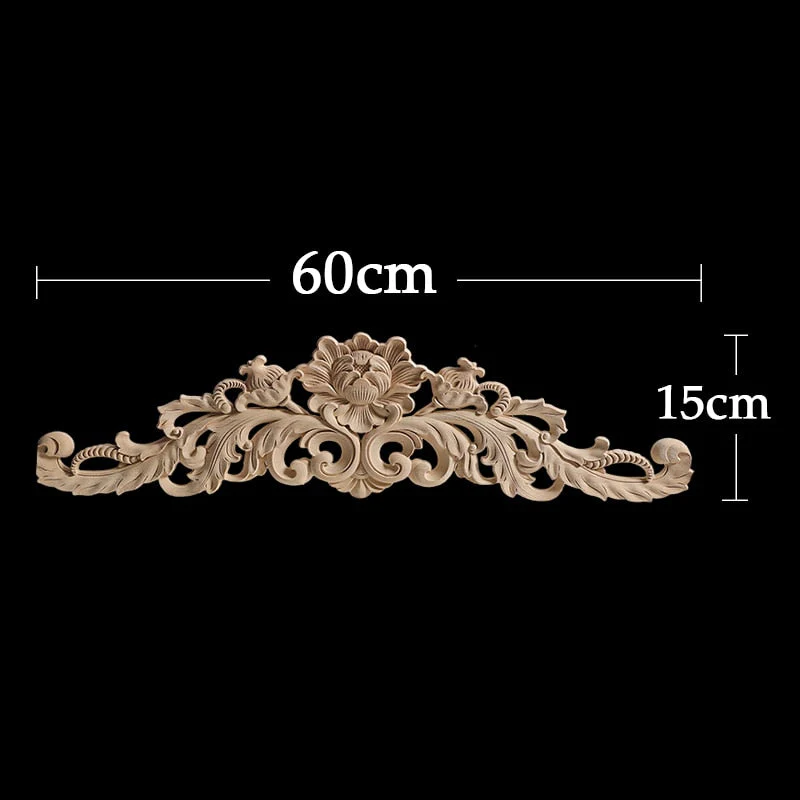 HULIANFU Long Rose Flower Exquisite Carving Natural Wood Appliques Furniture Wooden Mouldings Wmqe Vintage Unpainted Decoration Decal - Deanwangkt