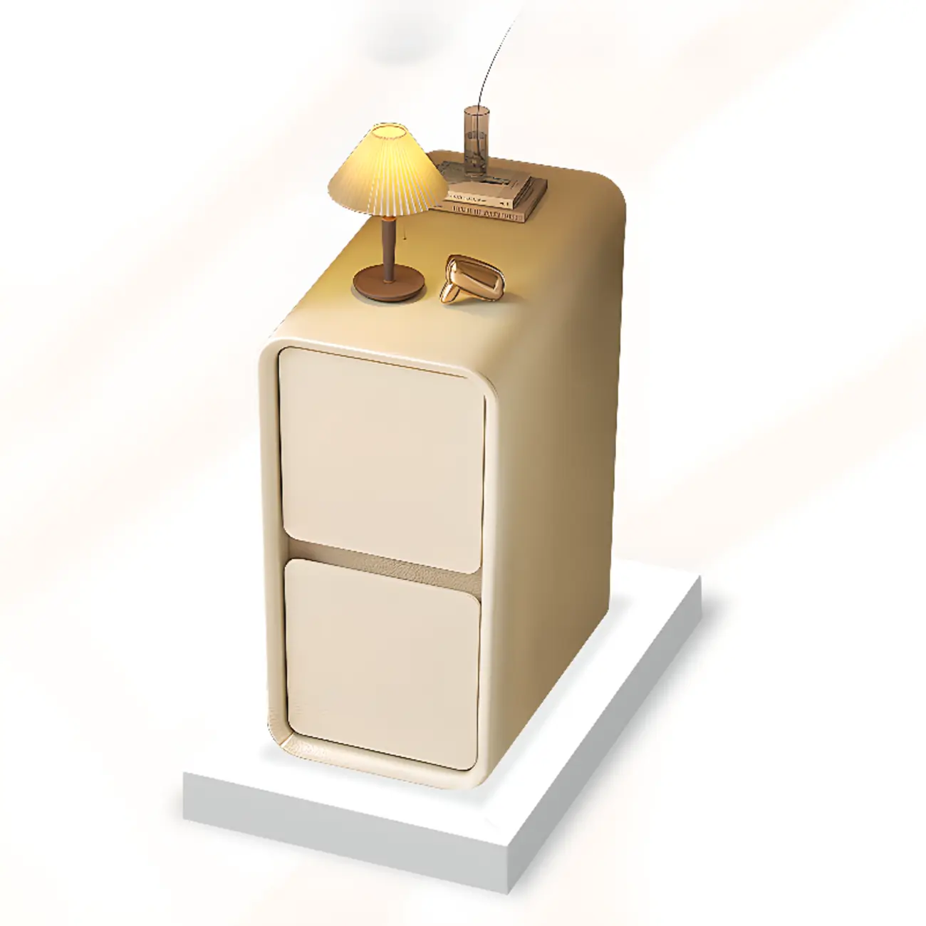 Trendy Narrow Wooden Sleek Edge 2-Drawer Nightstand