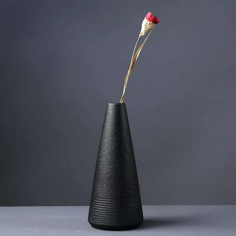 HULIANFU New Black Ceramic Small Vase Home Decoration Crafts Tabletop Ornament Simplicity Japanese-style Decoration - Deanwangkt