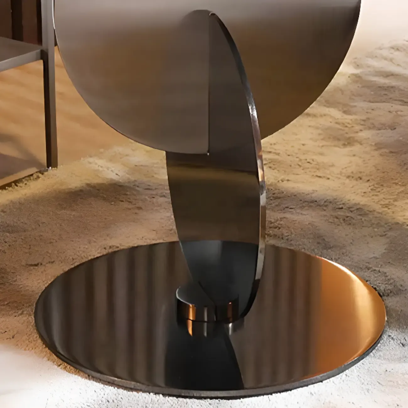 Scandinavian Glass Round Coffee Table Abstract Base