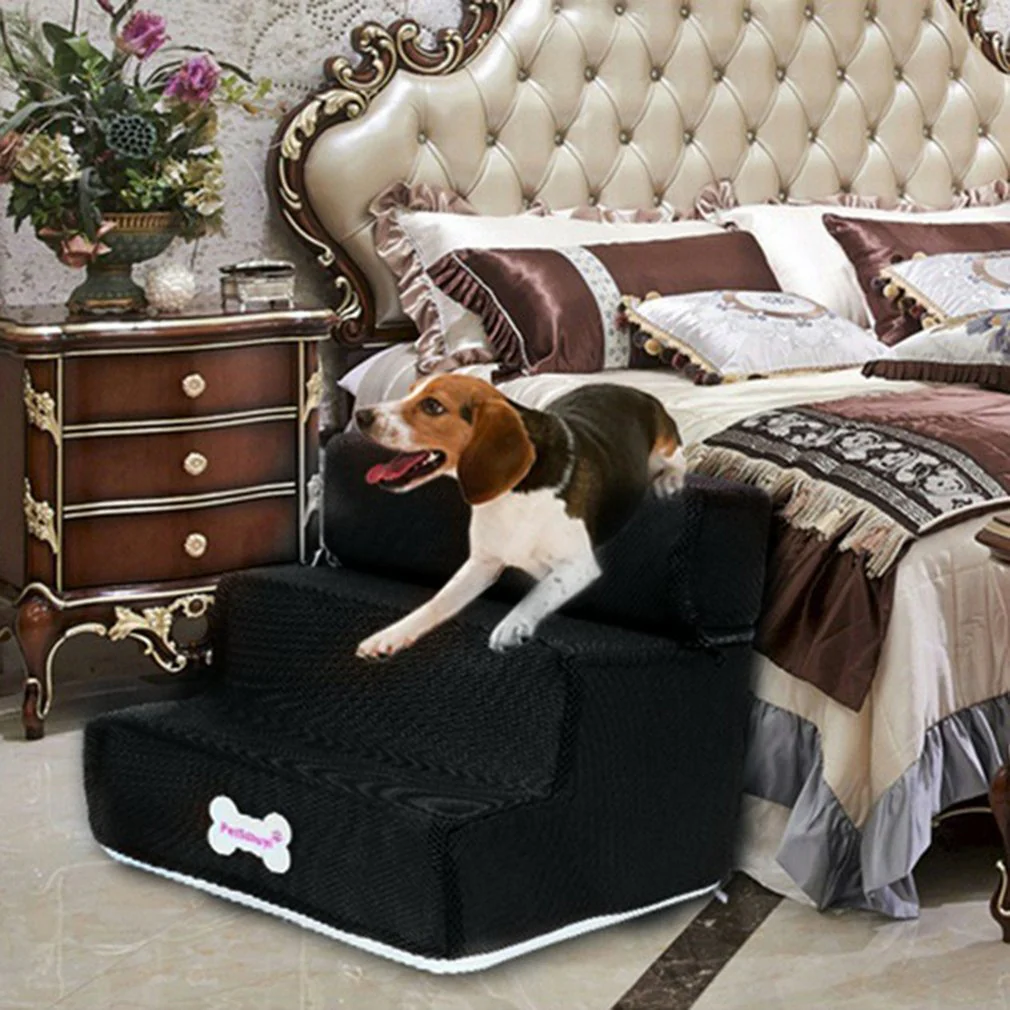 HULIANFU Pet Ramp Ladder Small Pet Steps Stair Dogs And Cats Pet 3 Steps Removable Non-Slip Ramp Climbing Detachable Bed Ladder - Deanwangkt