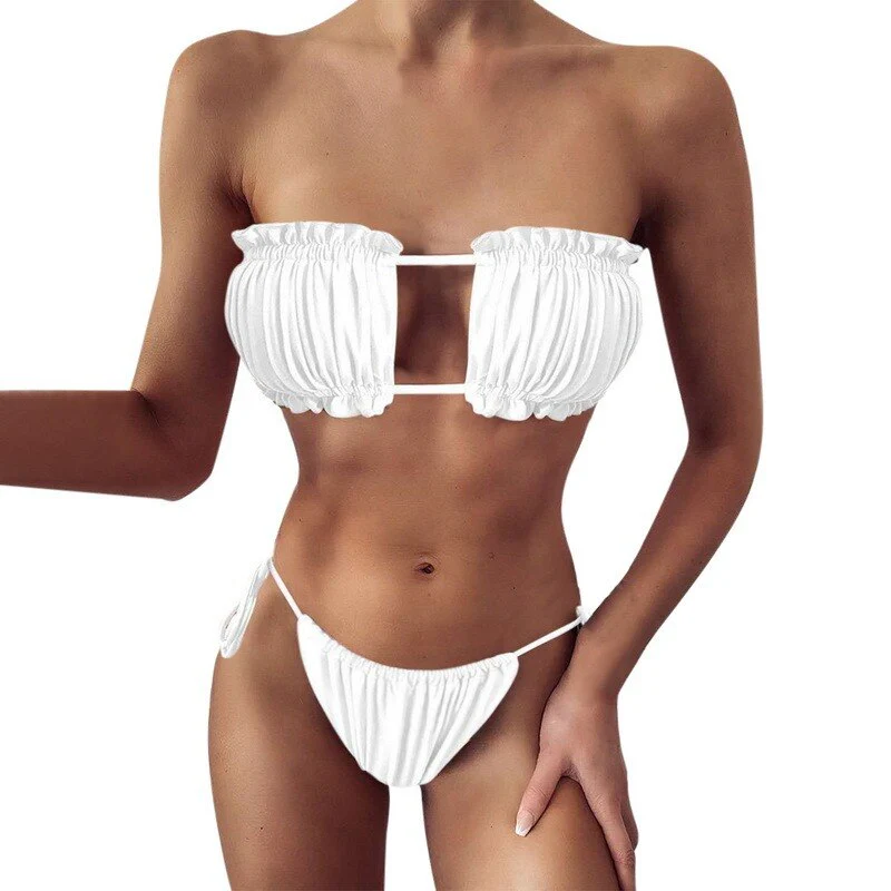 Women High Waist Bikini Sexy Swimsuit Swimwear Female Bandeau Thong Brazilian Biquini Bikini Set Bathing Suit Bather - Deanwangkt