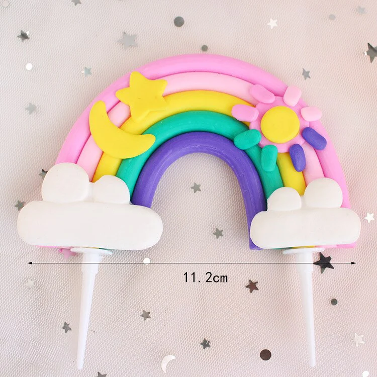 HULIANFU Rainbow Cake Topper Star Cloud Cupcake Decor Sofa Clay Cake Decor Baby Shower One 1st Happy Birthday Party Decor Kids Girl Boy - Deanwangkt