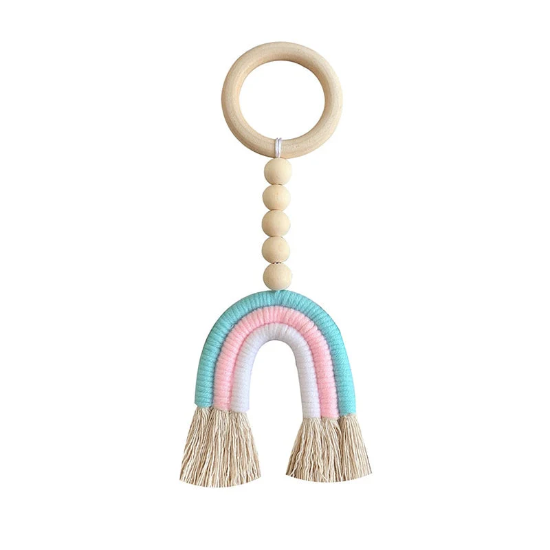 HULIANFU Macrame Rainbow Wall Hanging Decoration Boho Home Decor Party Supplies Baby Shower Dorm Kid Room Bead Tassels Ornaments - Deanwangkt