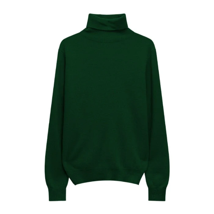 Hulianfu Winter High Quality Wwomen's Wool Sweater Solid Color High-neck Pullover Long-sleeved Knit Top - Deanwangkt