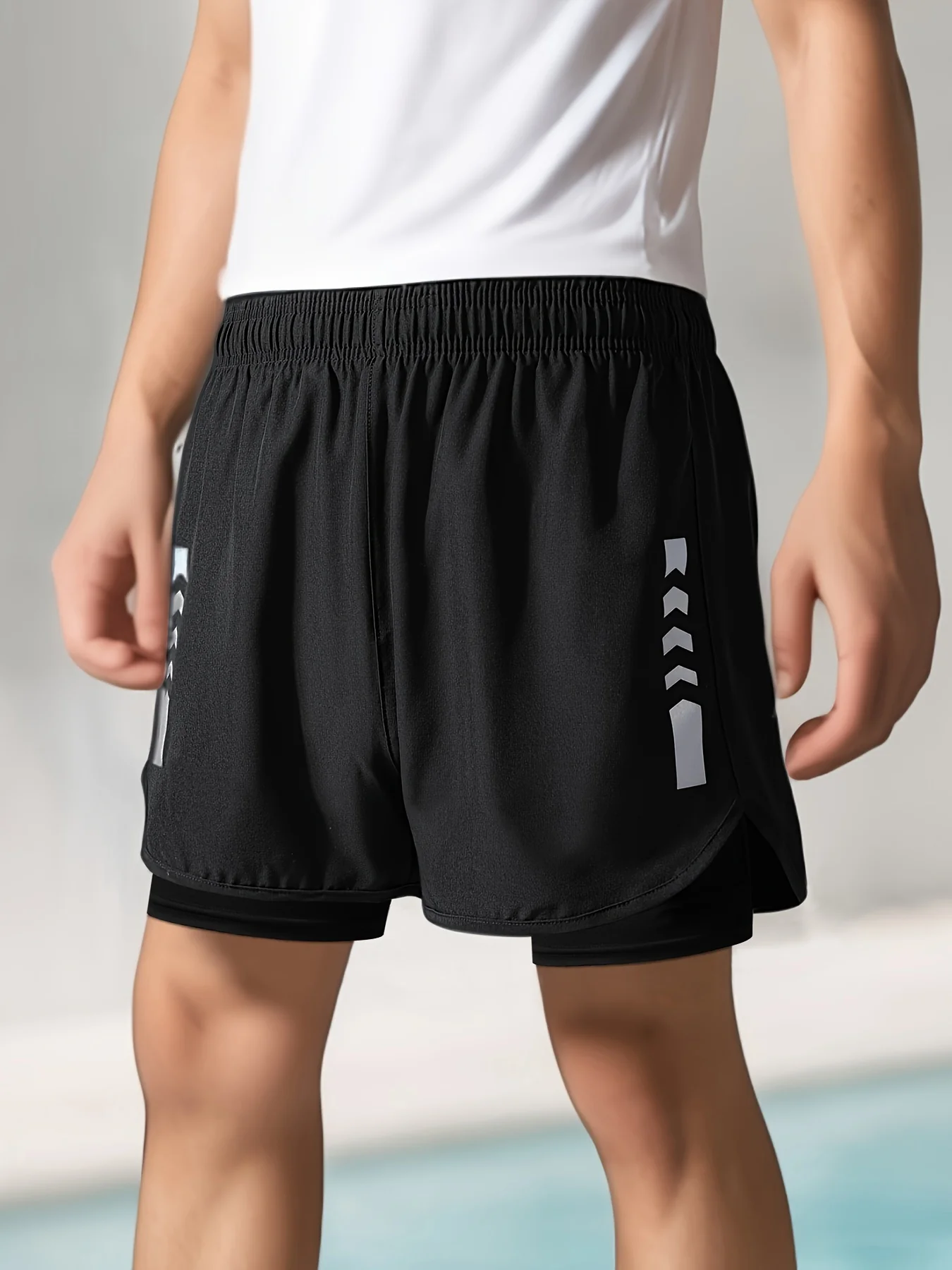 3-Piece Men's 2-in-1 Double Layer Breathable Stretch Shorts for Summer Gym Workout Training - Deanwangkt
