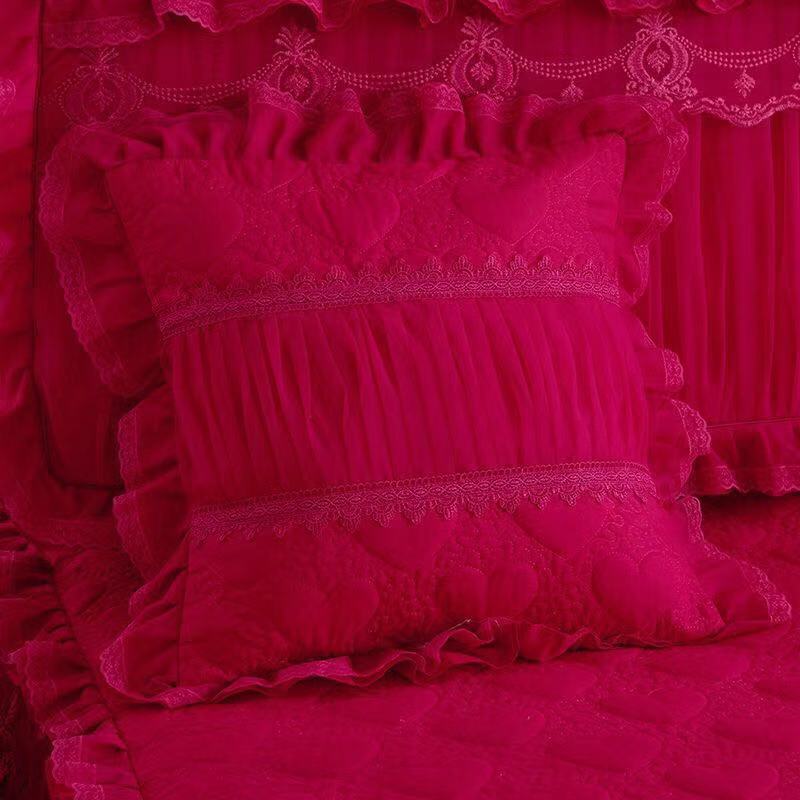 HULIANFU  1 Piece Lace Bed Skirt +2pieces Pillowcases bedding set Princess Bedding Bedspreads sheet Bed For Girl bed Cover King/Queen size - Deanwangkt