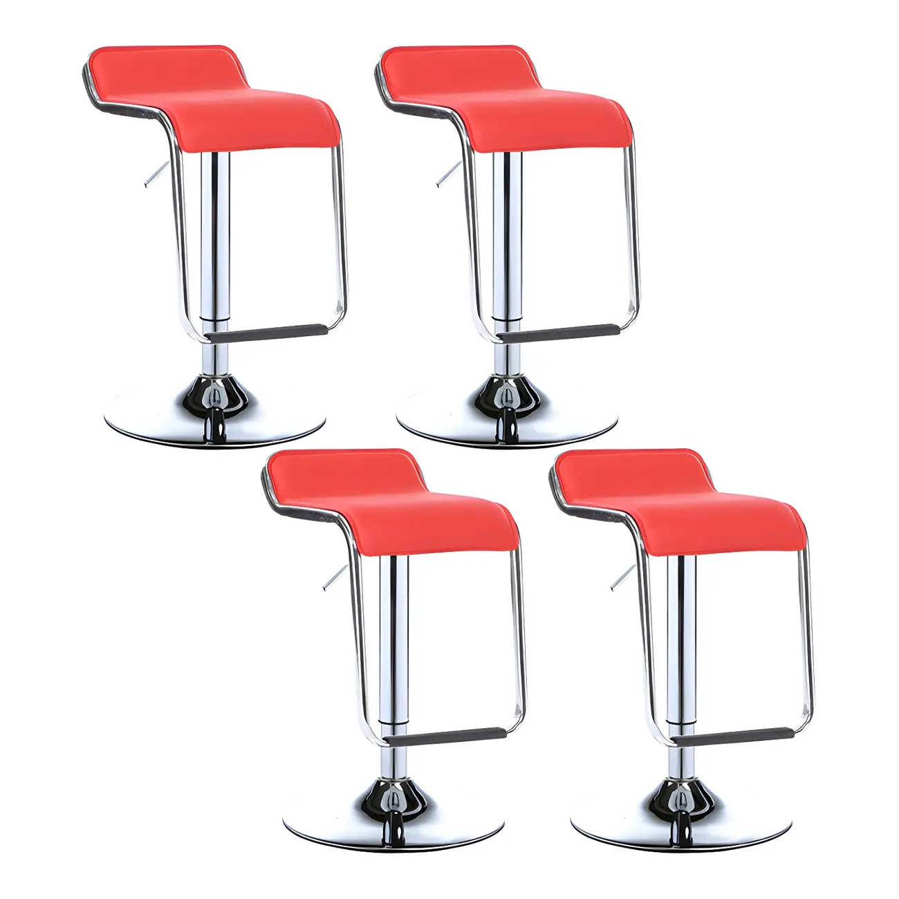 Modern Pedestal Swivel Bar Stool Adjustable Height Low Back Faux Leather