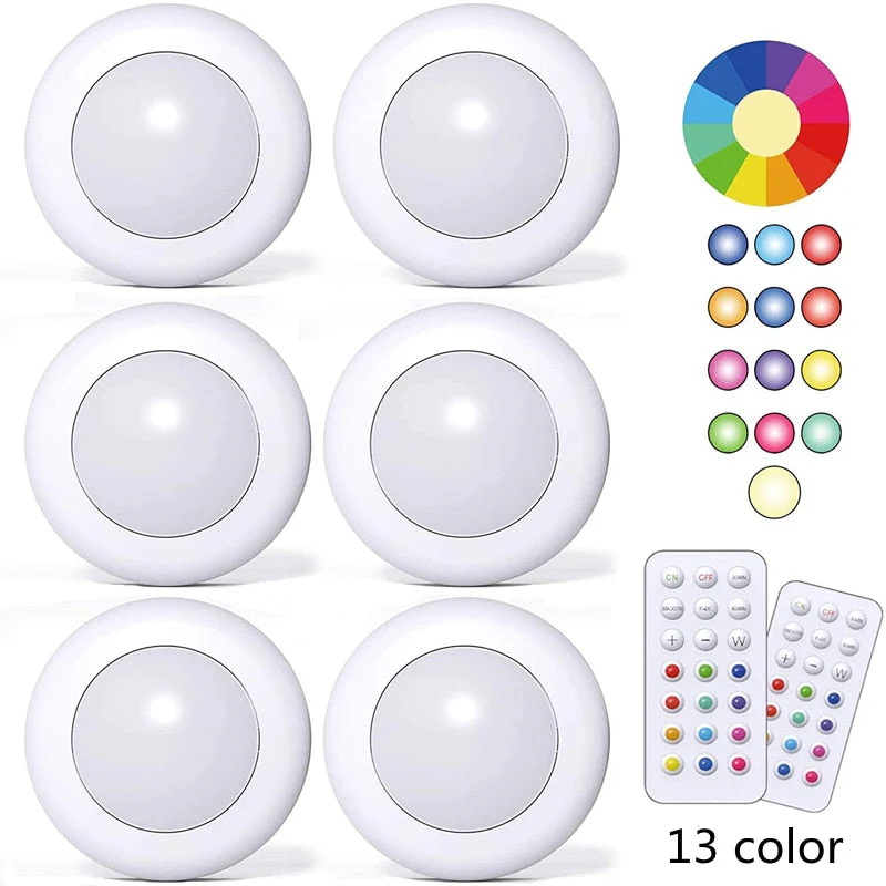HULIANFU LED Puck Light Remote Control Dimmable Wireless Touch Sensor Battery Operated Portable Kitchen Hallway Closet Cabinet Night Lamp - Deanwangkt