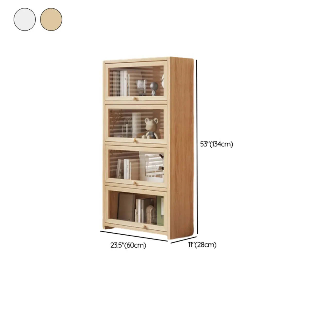 Classic Natural Finish Solid Wood 5-Shelf Display Bookcase