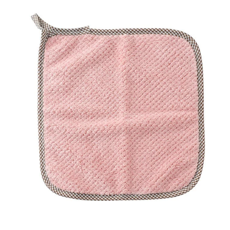 HULIANFU Super Absorbent Microfiber Kitchen Tableware Dish Cloth 25x25cm Household Cleaning Towel Kitchen Clean Rags Coral Velvet Towels - Deanwangkt