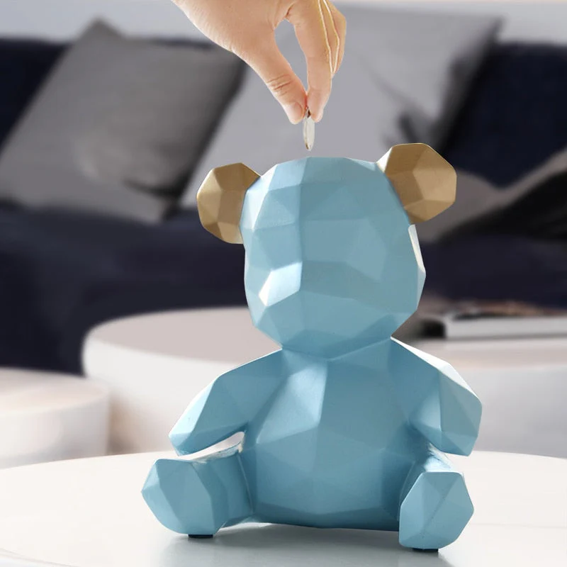 HULIANFU Piggy Bank Teddy Bear Figurines Money Box Gift Wedding Storage Box Money For Children Coins Holders Box Kids Toy Coin Bank - Deanwangkt