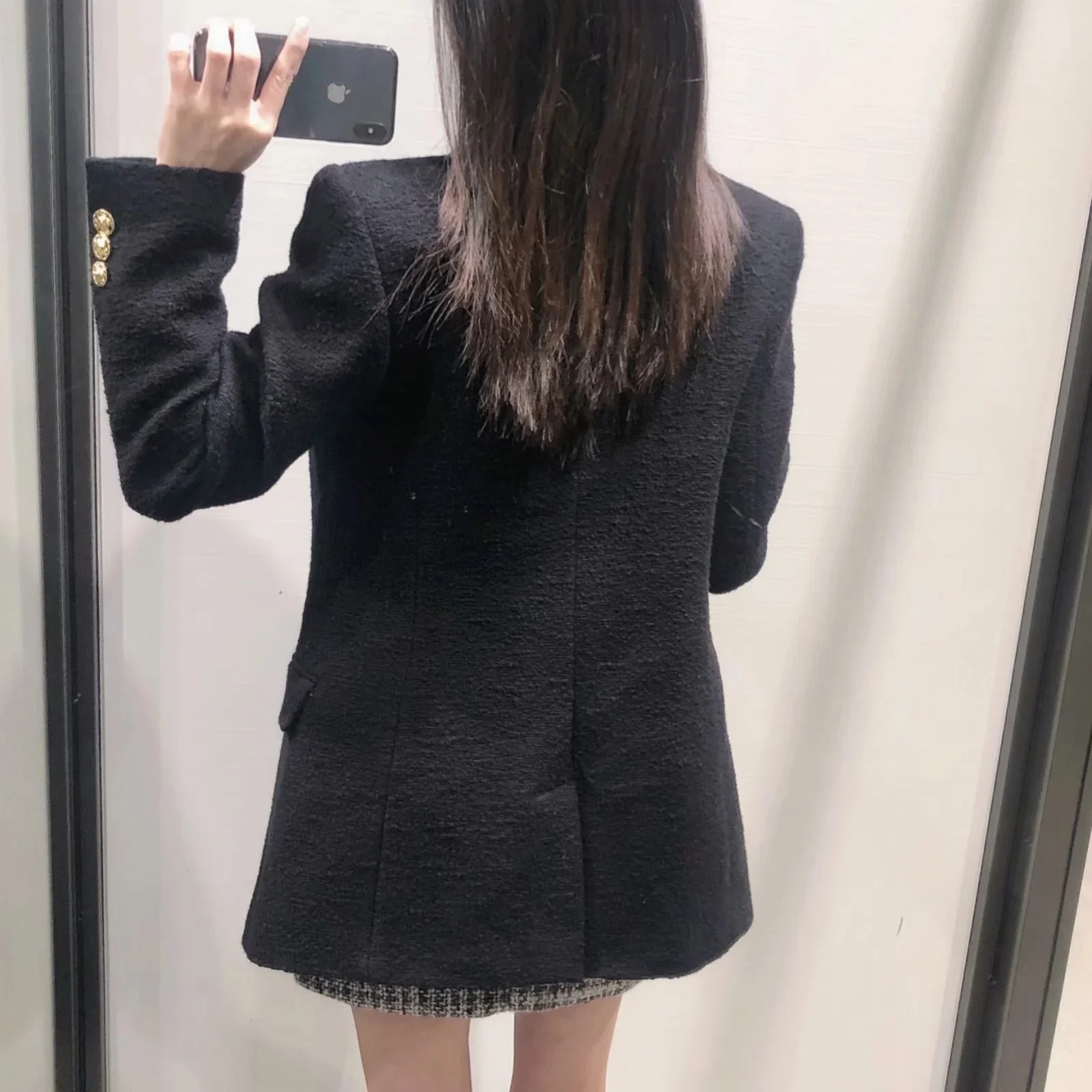 Hulianfu Blazer Women Traf Fashion Metal Double Breasted Woollen Blazers Coat Vintage Long Sleeve Female Outerwear Chic Tops - Deanwangkt