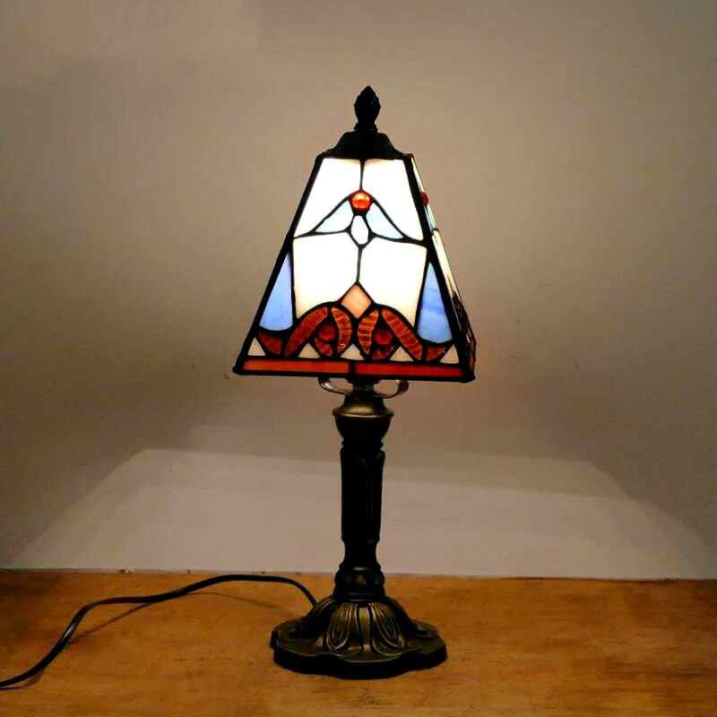 HULIANFU 2026  Mediterranean Style Restaurant Bar Cafe LED Vintage Desk Lamp Bedside Colorful Glass Table Lamps Nightstand Light Bedroom Lamp - Deanwangkt