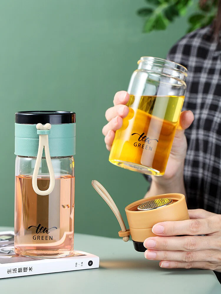 HULIANFU Portable and Simple Office Cup Juice Cup Cold Drink Glass Travel Wine Glass Double Wall Wine Glass Creative Caneca Home Eg50bl - Deanwangkt
