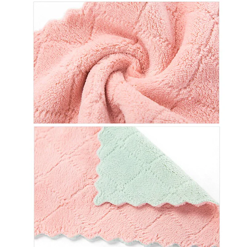 HULIANFU Microfiber Double-Sided Strong Absorbent Soft Scouring Pad Kitchen Cleaning Rag Non-Stick Oil Rag Dry and Wet Rag Kitchen Towel - Deanwangkt