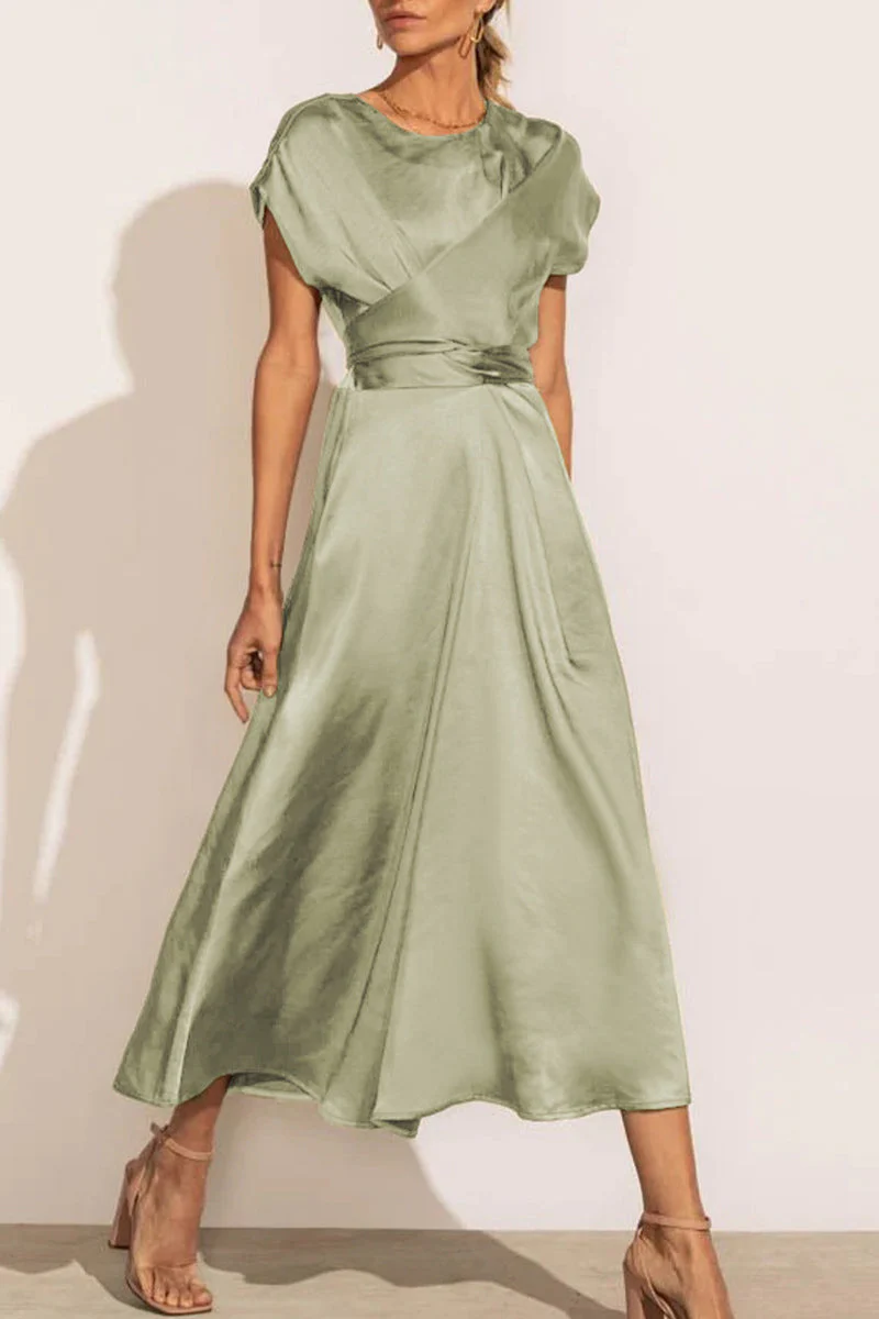 hulianfu Celebrities Elegant Solid Bandage U Neck Dresses(6 Colors) - Deanwangkt
